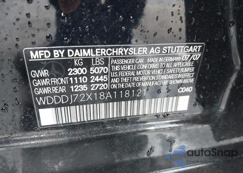 2008 Mercedes-Benz Cls 550 from USA, damaged, VIN WDDDJ72X18A118121